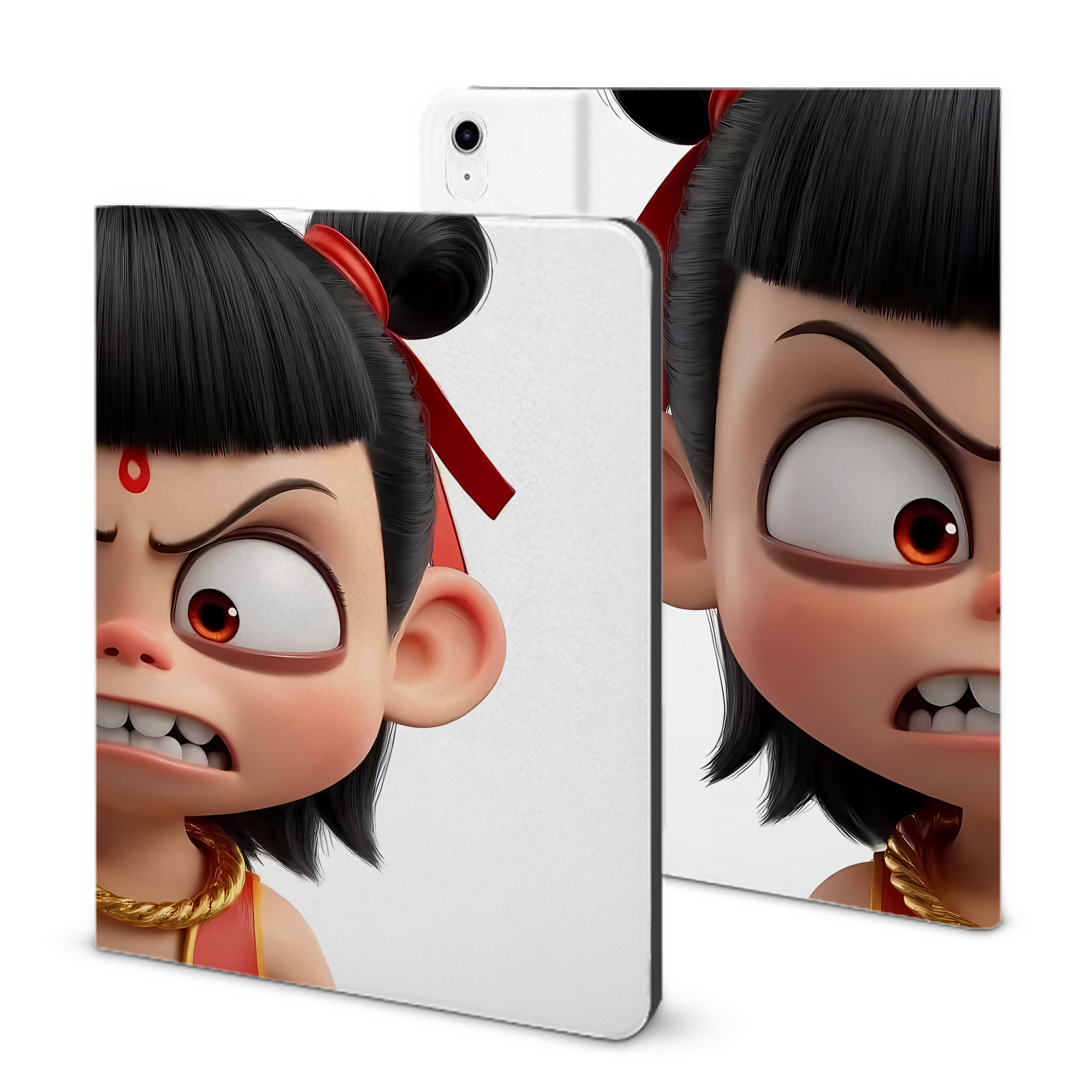 （画像用） Ne Zha 2 ナタ 魔童の大暴れ IPad ケース ブック型 PUレザー TPU 耐衝撃 軽量 薄型 ペン収納なし 全面保護 IPad 各モデル対応